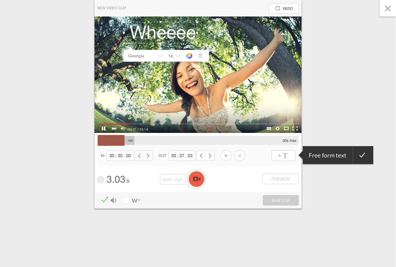 Epoxy's clip editor with video, GIF and meme formats