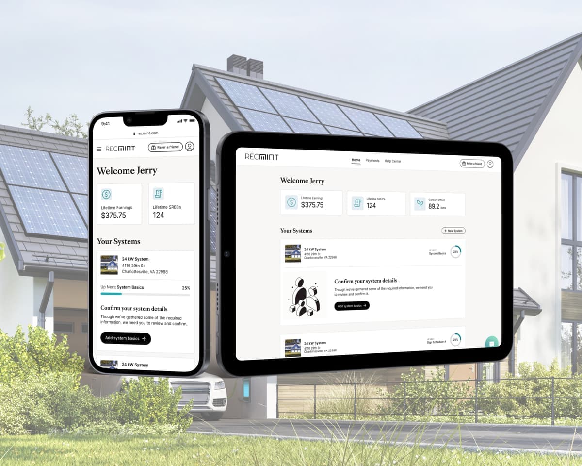 RECmint intake and payout screens